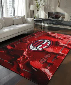 AC Milan Rug - Cracked Surface Design Red