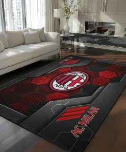 AC Milan Rug - Hexagonal Grid Pattern Red