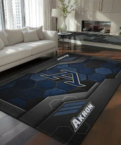 Akron Zips Rug - Hexagonal Grid Pattern Blue