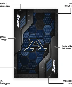 Alternative view of Akron Zips Rug - Hexagonal Grid Pattern Blue