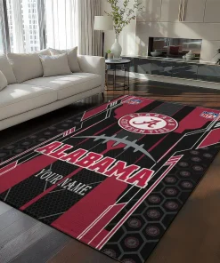 Alabama Crimson Tide Rug - Custom Football Laces Crimson