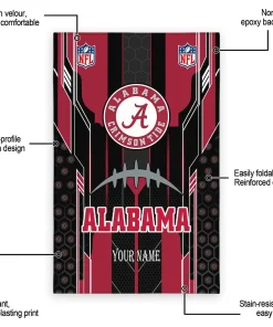 Alternative view of Alabama Crimson Tide Rug - Custom Football Laces Crimson