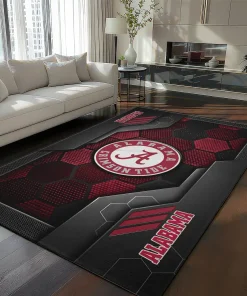 Alabama Crimson Tide Rug - Hexagonal Grid Pattern Crimson