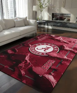 Alabama Crimson Tide Rug - Cracked Surface Design Crimson