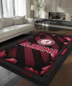 Alabama Crimson Tide Rug - Torn Mesh Crimson