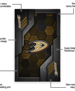 Alternative view of Anaheim Ducks Rug - Hexagonal Grid Pattern Black