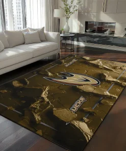 Anaheim Ducks Rug - Cracked Surface Design Gold