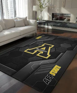 Appalachian State Mountaineers Rug - Hexagonal Grid Pattern Black