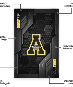 Alternative view of Appalachian State Mountaineers Rug - Hexagonal Grid Pattern Black