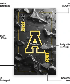 Alternative view of Appalachian State Mountaineers Rug - Cracked Surface Design Black