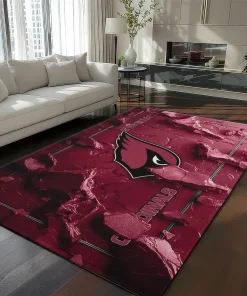 Arizona Cardinals Rug - Cracked Surface Design Red