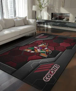 Arizona Coyotes Rug - Hexagonal Grid Pattern Red
