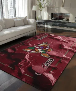 Arizona Coyotes Rug - Cracked Surface Design Red