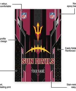 Alternative view of Arizona State Sun Devils Rug - Customized Football Laces Maroon