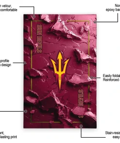 Alternative view of Arizona State Sun Devils Rug - Cracked Surface Design Maroon