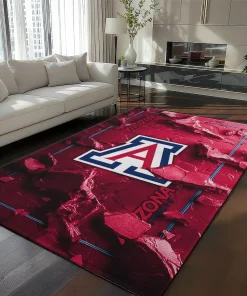 Arizona Wildcats Rug - Cracked Surface Design Red
