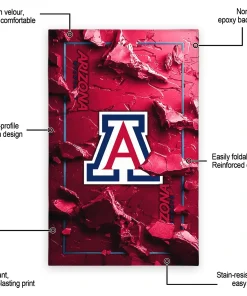 Alternative view of Arizona Wildcats Rug - Cracked Surface Design Red