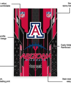 Alternative view of Arizona Wildcats Rug - Personalized Football Laces Red