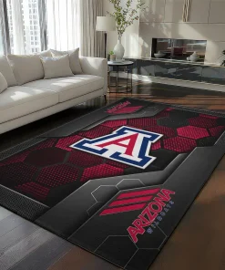 Arizona Wildcats Rug - Hexagonal Grid Pattern Red