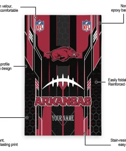 Alternative view of Arkansas Razorbacks Rug - Custom Football Laces Red