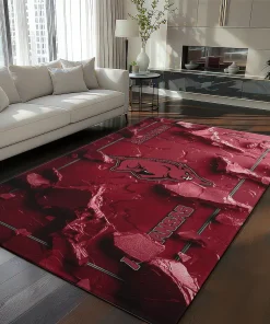 Arkansas Razorbacks Rug - Cracked Surface Design Red