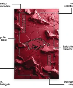 Alternative view of Arkansas Razorbacks Rug - Cracked Surface Design Red