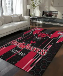 Arkansas State Red Wolves Rug - Personalized Football Laces Scarlet