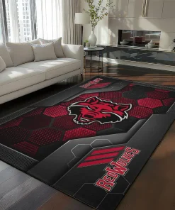 Arkansas State Red Wolves Rug - Hexagonal Grid Pattern Scarlet