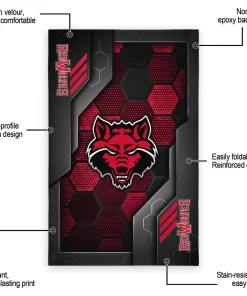 Alternative view of Arkansas State Red Wolves Rug - Hexagonal Grid Pattern Scarlet