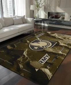 Army Black Knights Rug - Cracked Surface Design Gold