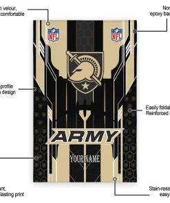 Alternative view of Army Black Knights Rug - Personalized Football Laces Gold