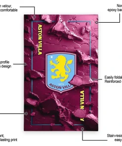 Alternative view of Aston Villa Rug - Cracked Surface Design Claret