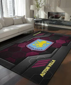 Aston Villa Rug - Hexagonal Grid Pattern Claret