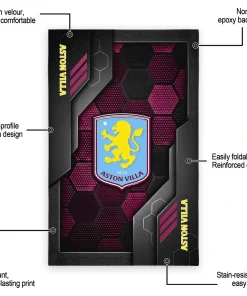 Alternative view of Aston Villa Rug - Hexagonal Grid Pattern Claret