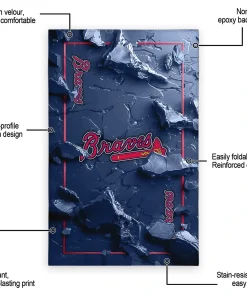 Alternative view of Atlanta Braves Rug - Cracked Surface Design Navy