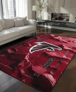 Atlanta Falcons Rug - Cracked Surface Design Red