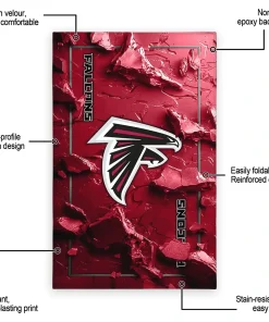 Alternative view of Atlanta Falcons Rug - Cracked Surface Design Red