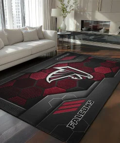 Atlanta Falcons Rug - Hexagonal Grid Pattern Red