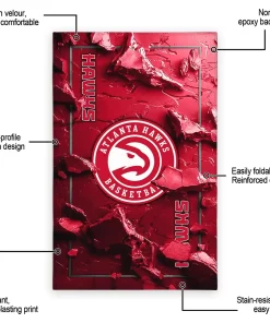 Alternative view of Atlanta Hawks Rug - Cracked Surface Design Red