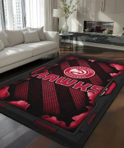 Atlanta Hawks Rug - Torn Mesh Red