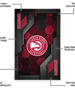 Alternative view of Atlanta Hawks Rug - Hexagonal Grid Pattern Red