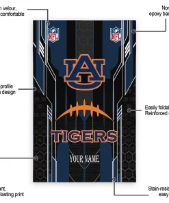 Alternative view of Auburn Tigers Rug - Customized Football Laces Navy Blue