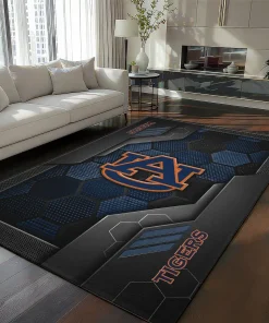 Auburn Tigers Rug - Hexagonal Grid Pattern Navy Blue