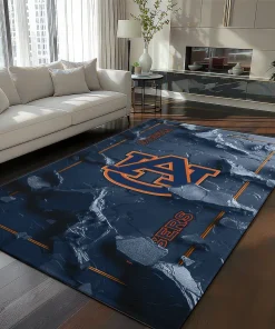 Auburn Tigers Rug - Cracked Surface Design Navy Blue