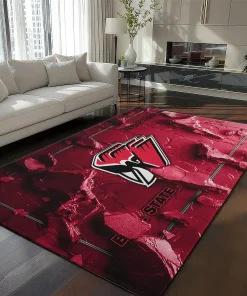 Ball State Cardinals Rug - Cracked Surface Design Red