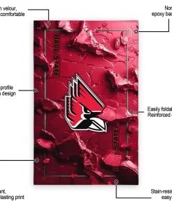 Alternative view of Ball State Cardinals Rug - Cracked Surface Design Red