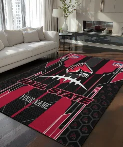 Ball State Cardinals Rug - Personalized Football Laces Red