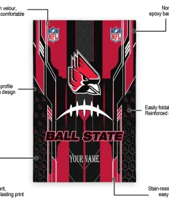 Alternative view of Ball State Cardinals Rug - Personalized Football Laces Red