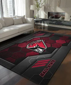 Ball State Cardinals Rug - Hexagonal Grid Pattern Red