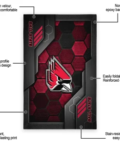 Alternative view of Ball State Cardinals Rug - Hexagonal Grid Pattern Red